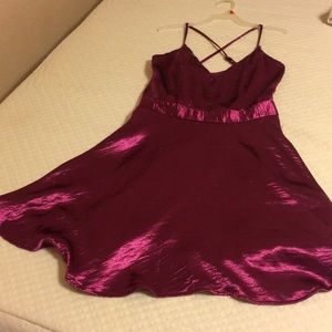 Metallic magenta satin dress